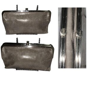HOBO THE ORIGINAL Lauren Double Frame Clutch Wallet Gray Distressed Leather